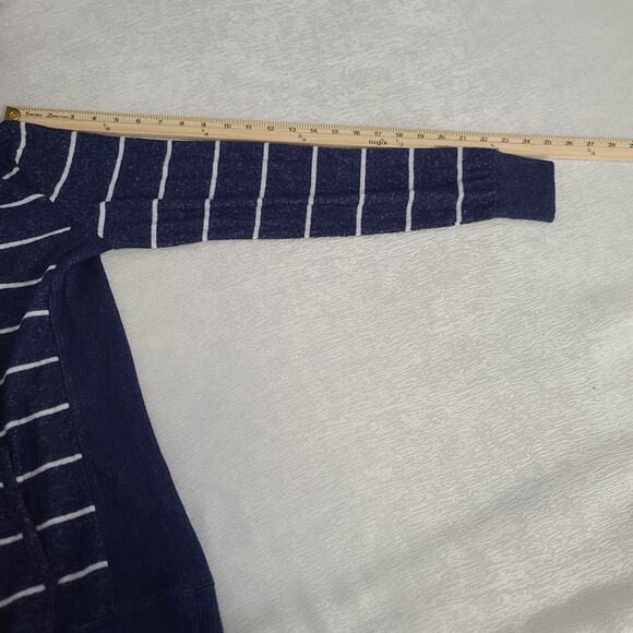 Market & Spruce Stitch Fix Navy & White Zip-Up Sweater Size Medium nautical Cozy - Picture 4 of 6